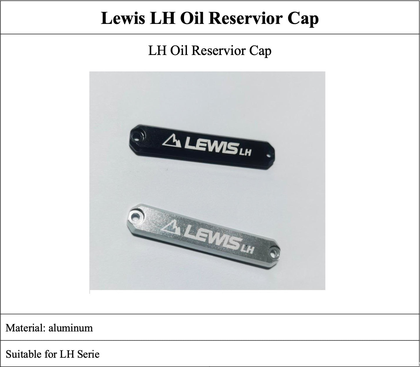 Lewis LH Serie Oil Reservoir Caps